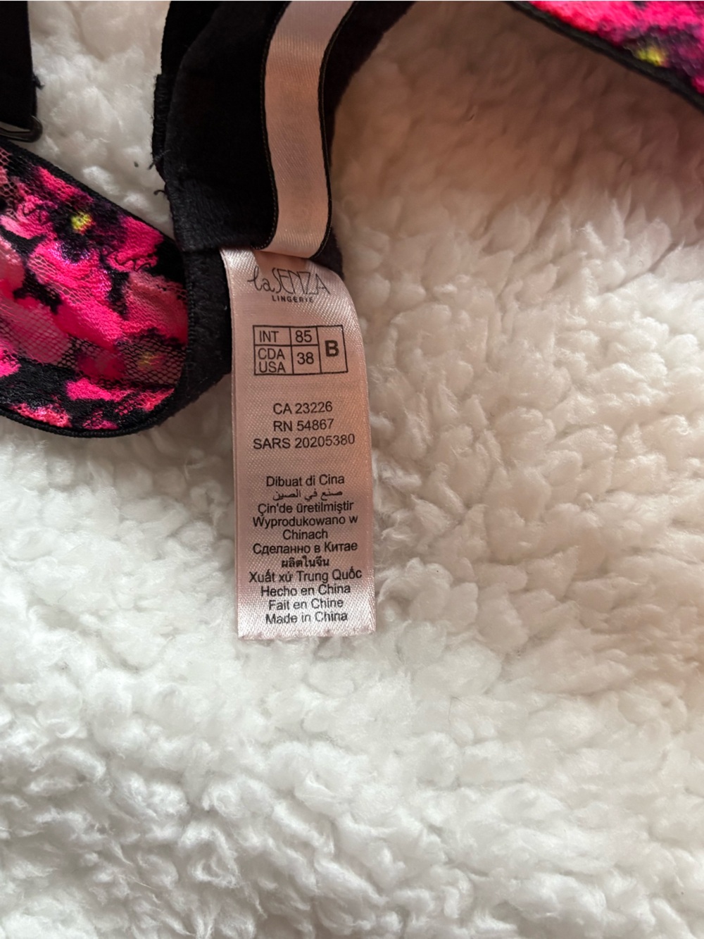 La Senza Floral Lace Push-Up Bra 38B | Black & Pink | Y2K Coquette - Picture 3 of 3